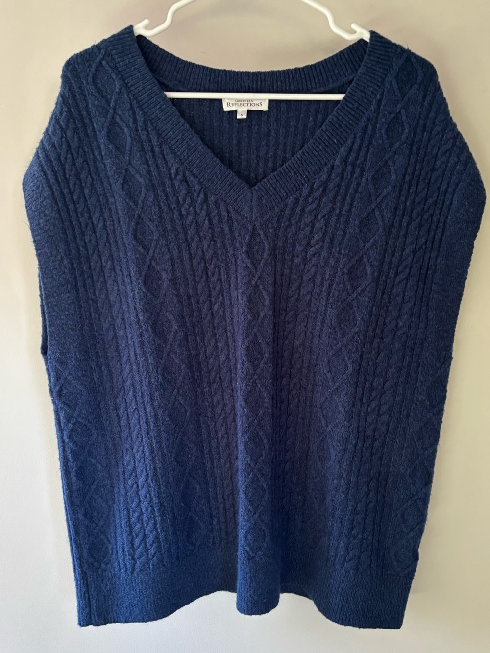 Northern Reflections Navy Cable Knit V-Neck Sweater Vest
